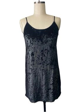 Victoria Secret 2017 black velour slip nightgown dress soft mini size XS